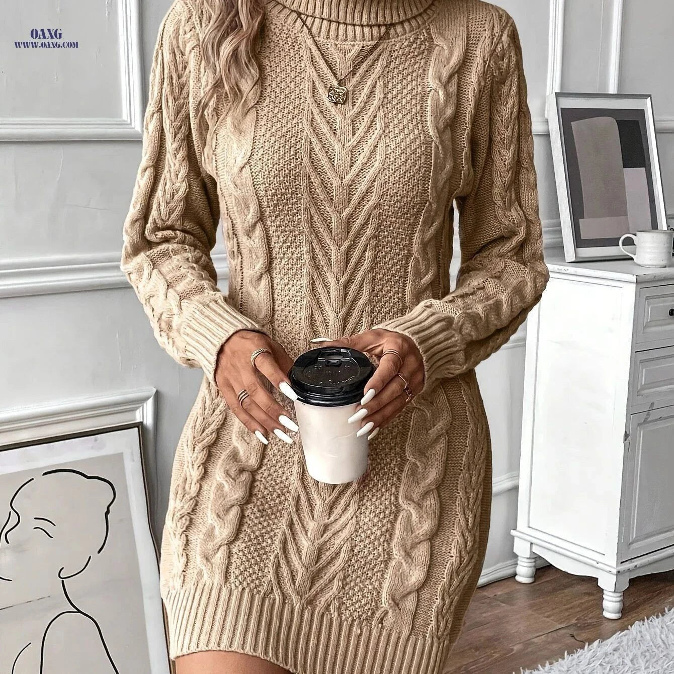 cable knit sweater dress women OAXG Women's Color:Dark Eggplant Winter Dresses | Shop Knit Sweater Dress Color: Camel