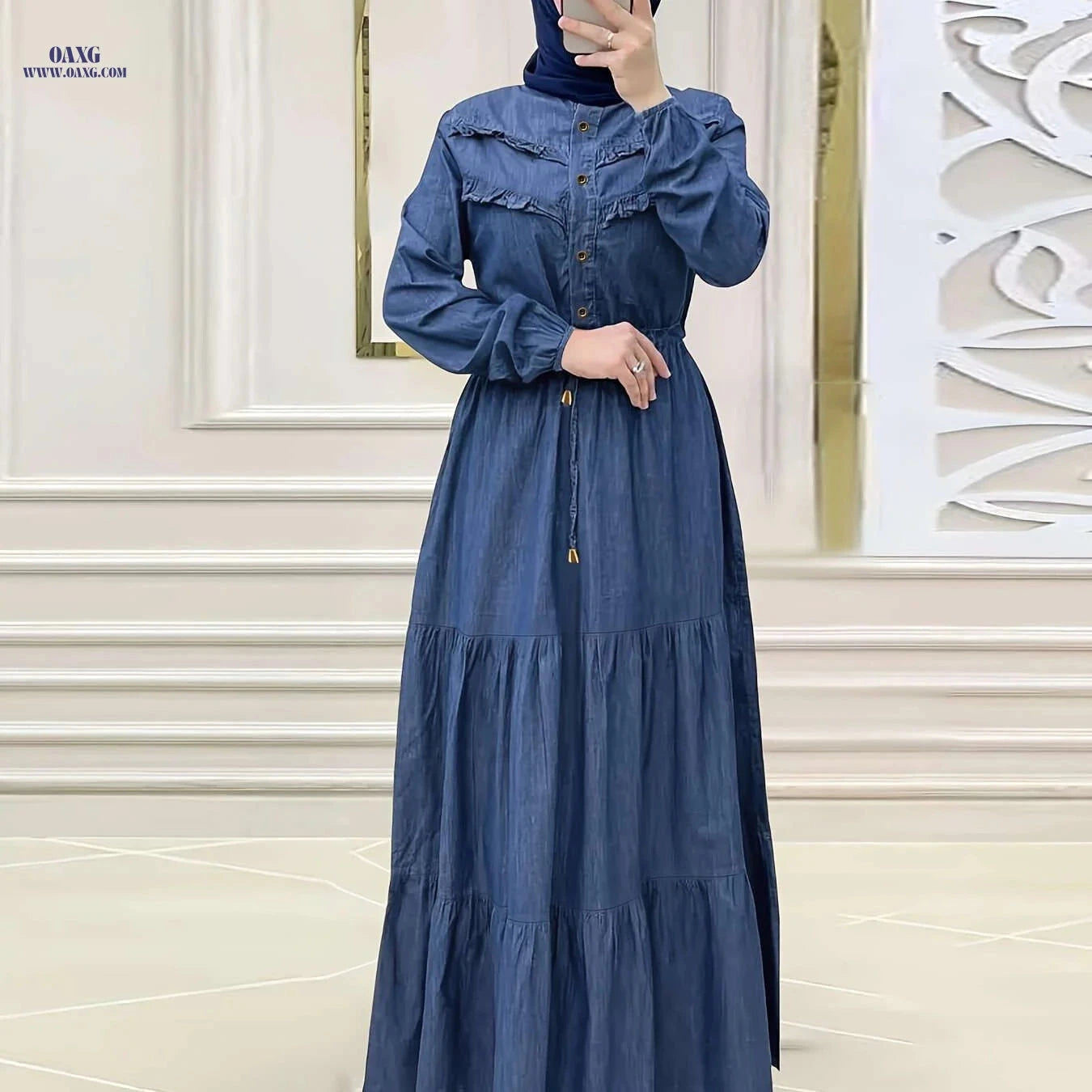 Washed Denim Muslim Women's Dress