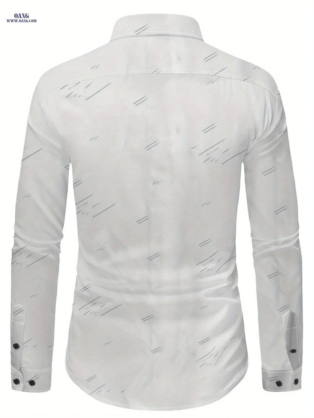 1810 Men's Fashion Long Sleeve Shirt - Diagonal Stripes, Easy Care   OAXG 