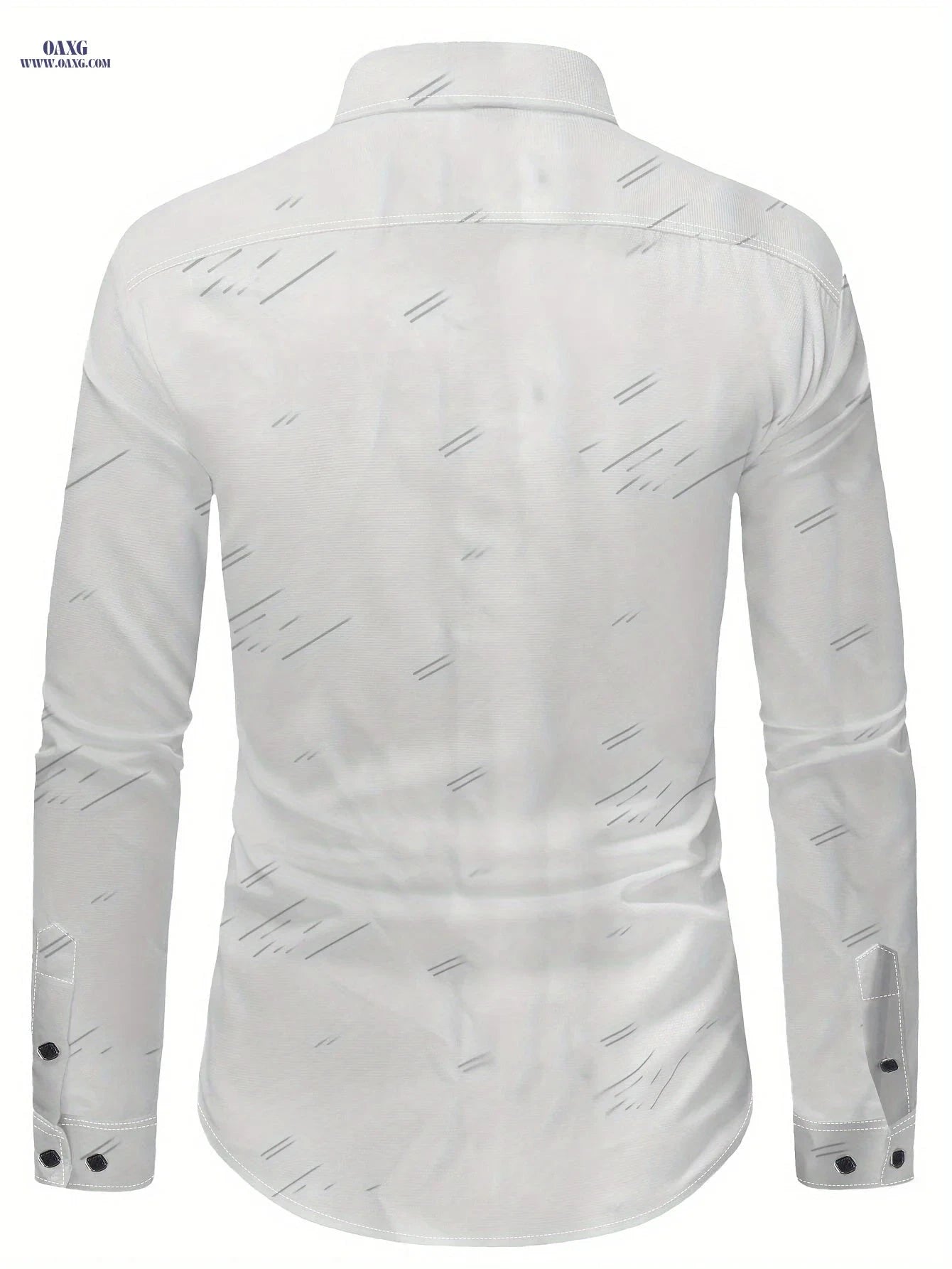 1810 Men's Fashion Long Sleeve Shirt - Diagonal Stripes, Easy Care   OAXG 