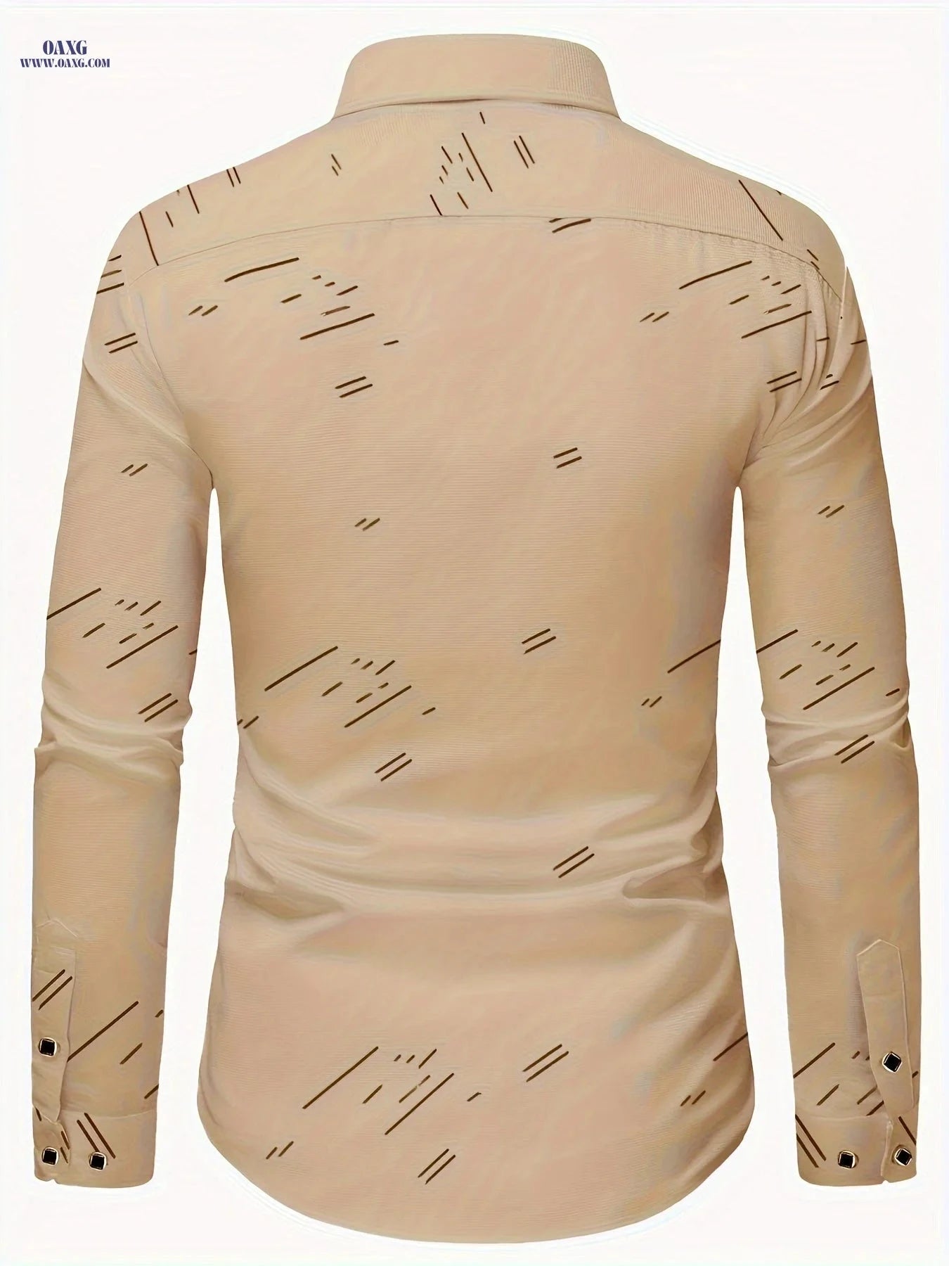 1810 Men's Fashion Long Sleeve Shirt - Diagonal Stripes, Easy Care   OAXG Khaki / FR S