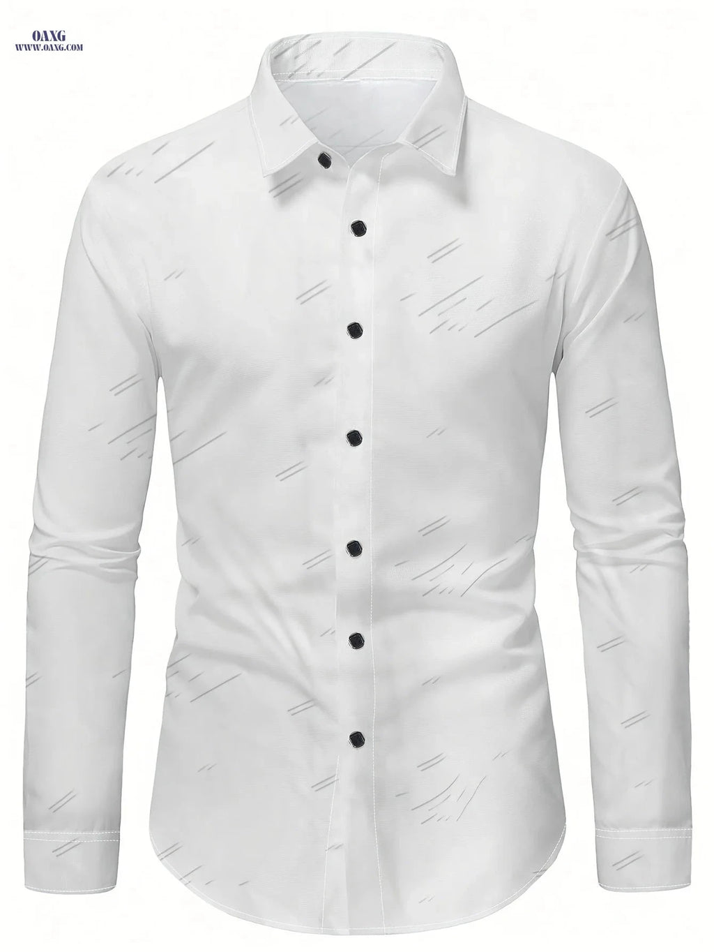 1810 Men's Fashion Long Sleeve Shirt - Diagonal Stripes, Easy Care   OAXG 