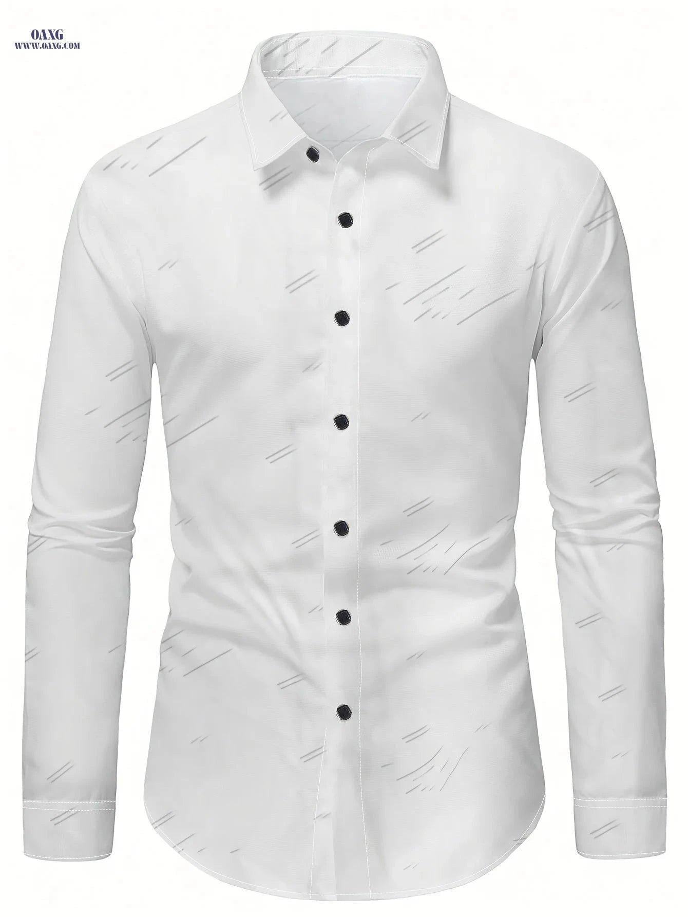 1810 Men's Fashion Long Sleeve Shirt - Diagonal Stripes, Easy Care   OAXG 