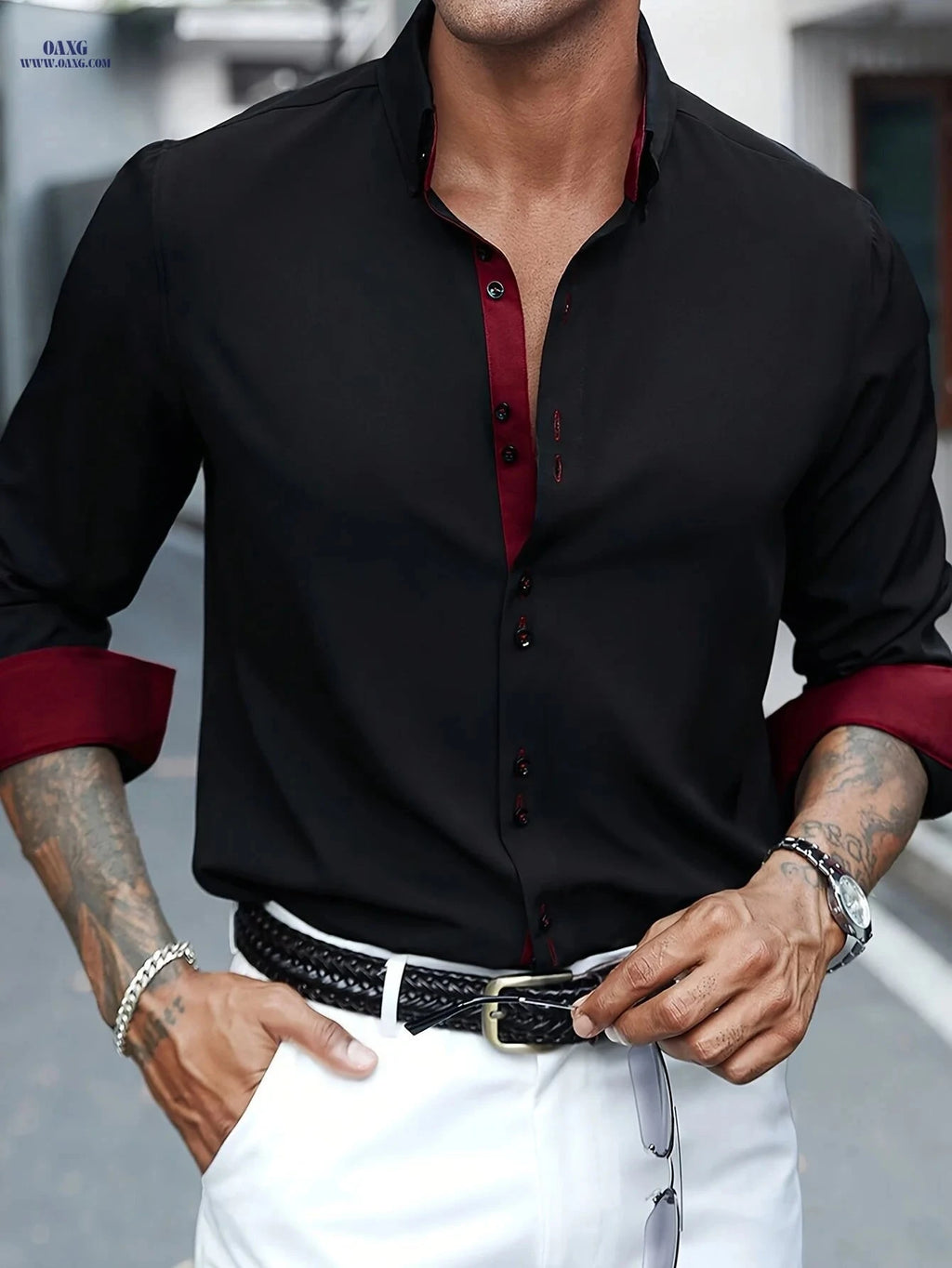 1853 Men's Slim Fit Shirt - Stylish Multi-Button Design, Long Sleeve   OAXG 