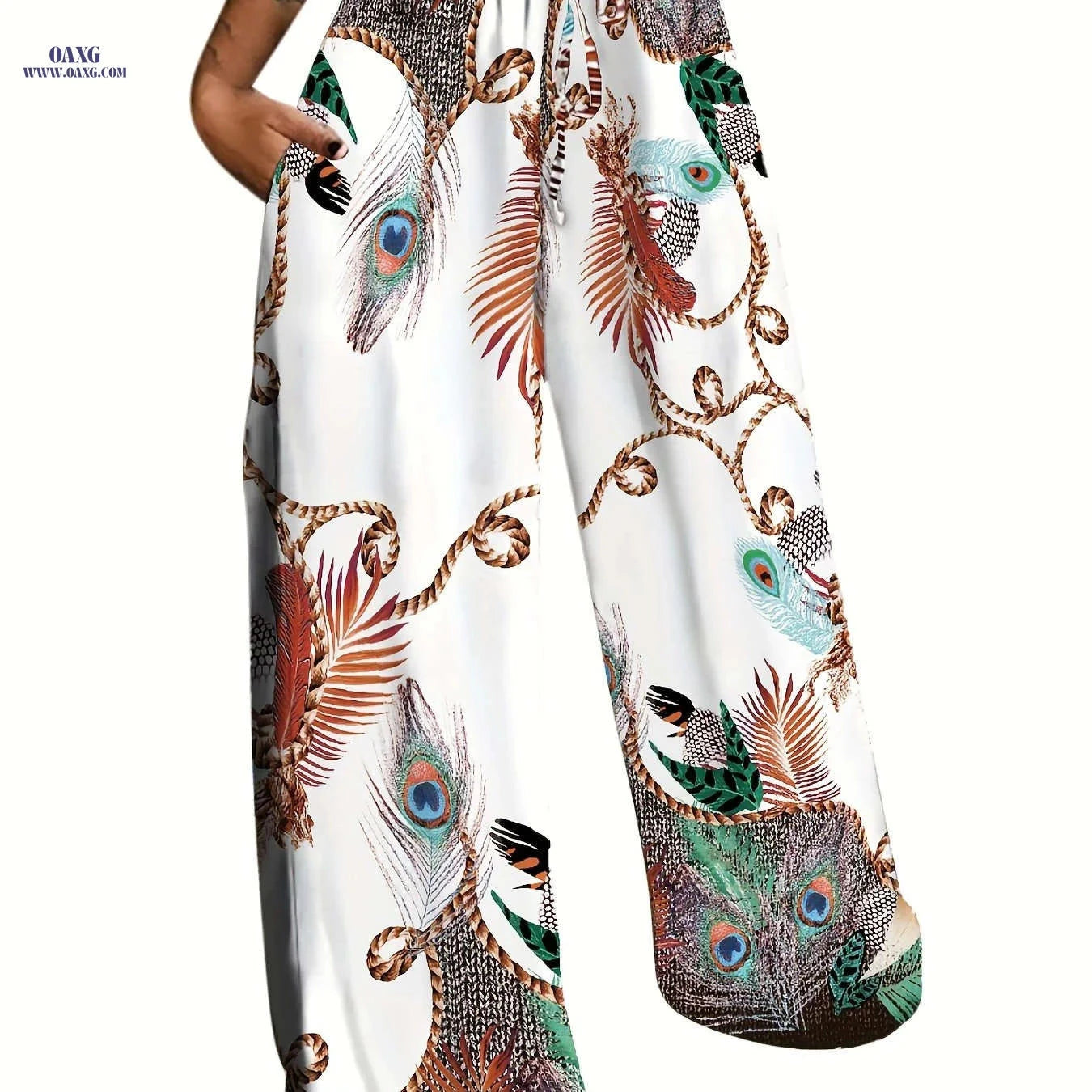 2023 Fashion Peacock Printed Long Pants - Casual Straight Leg Style   OAXG 