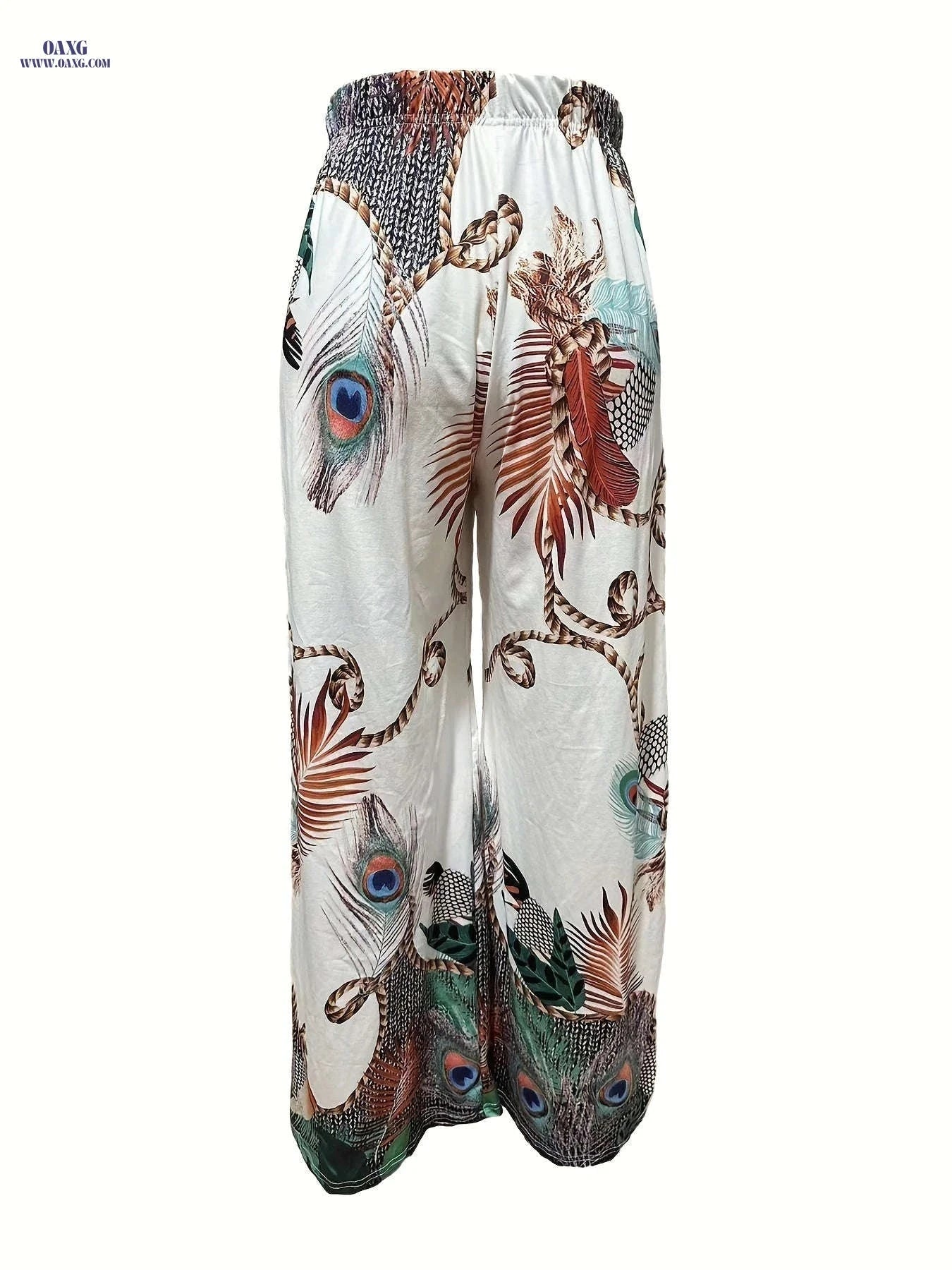 2023 Fashion Peacock Printed Long Pants - Casual Straight Leg Style   OAXG 