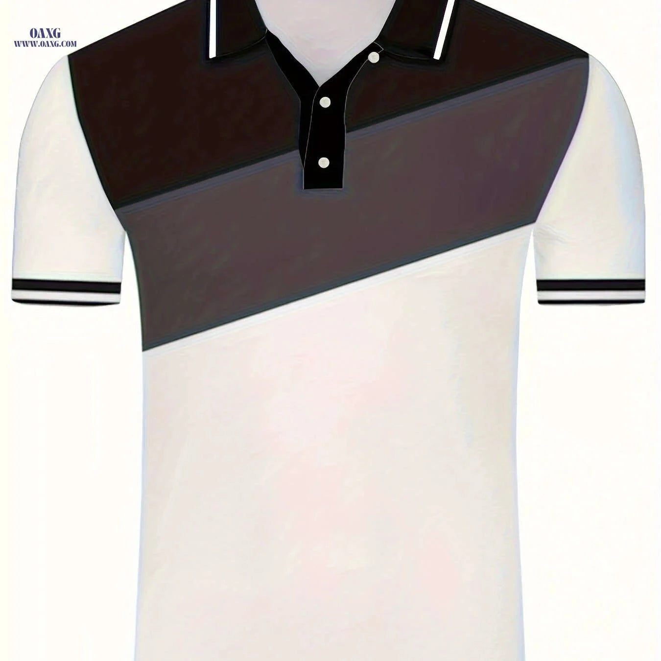 2023 Geometric Print Shirt for Men - Casual Short Sleeve Top   OAXG White+Red+Navy Blue / FR S