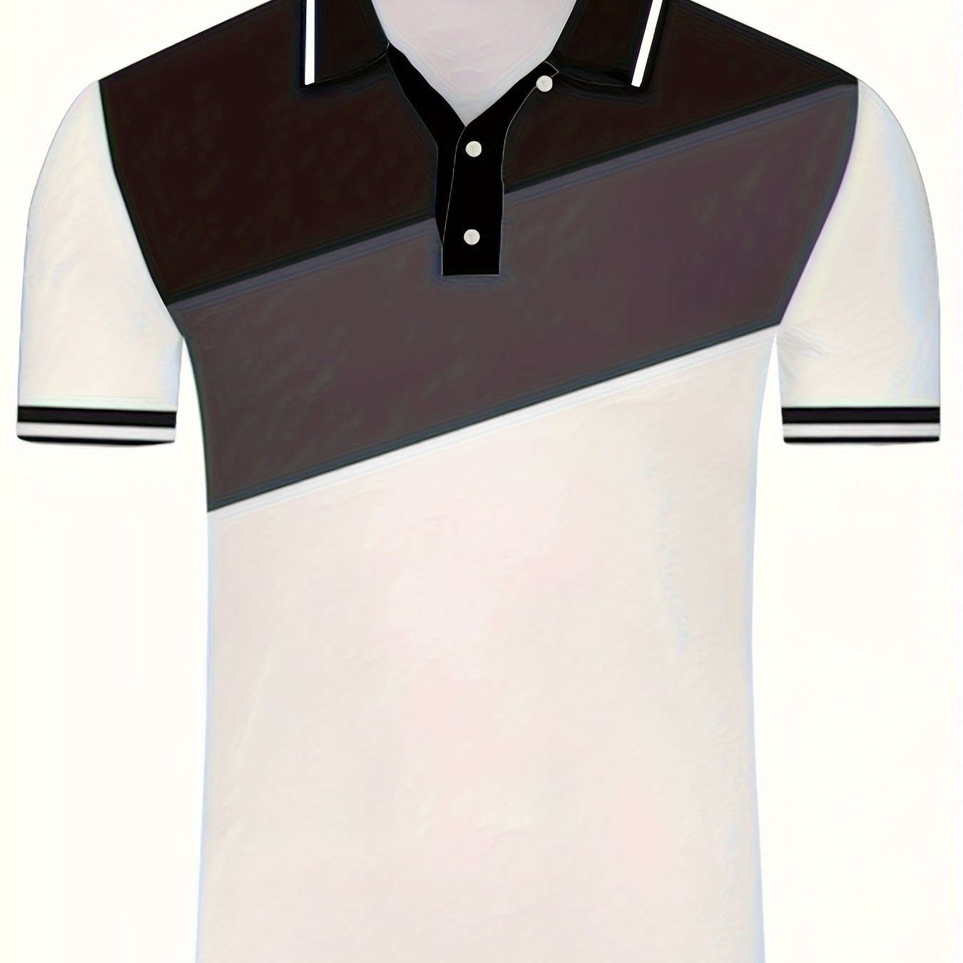 2023 Geometric Print Shirt for Men - Casual Short Sleeve Top   OAXG White+Red+Navy Blue / FR S