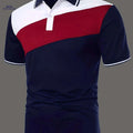 2023 Geometric Print Shirt for Men - Casual Short Sleeve Top   OAXG White+Red+Navy Blue / FR S