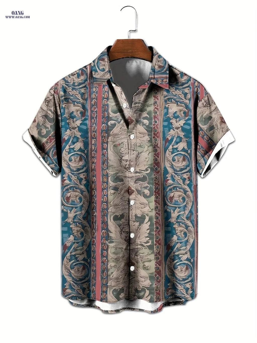2023 Men's 3D Print Short Sleeve Shirt - Casual Geometric Design   OAXG 