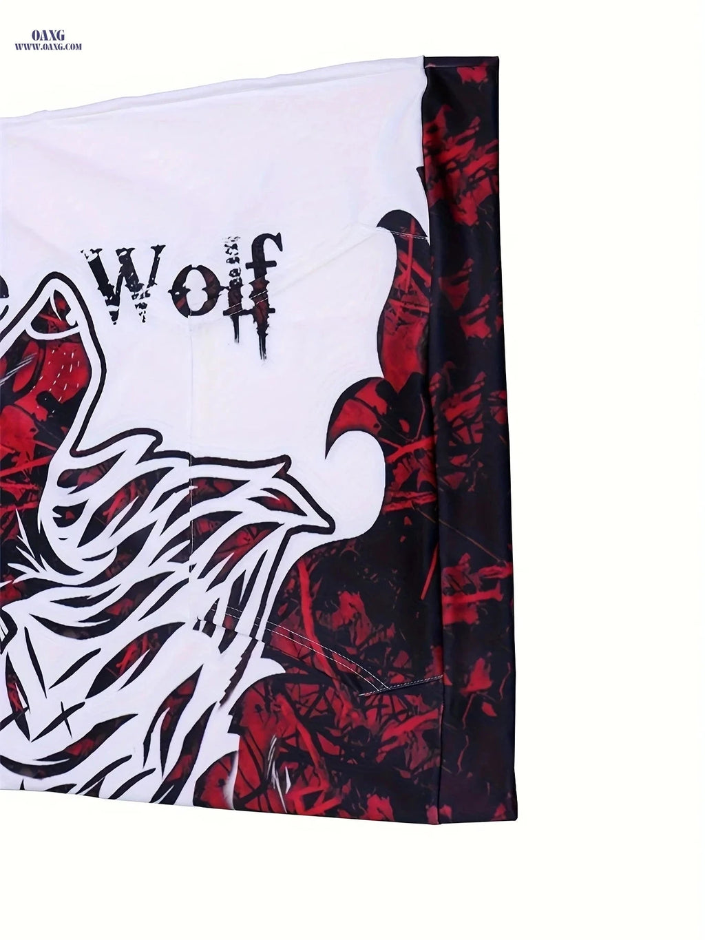 2023 Men's Hoodie - 3D Digital Print Wolf Pattern Casual Jacket   OAXG Wine Red + White / FR M