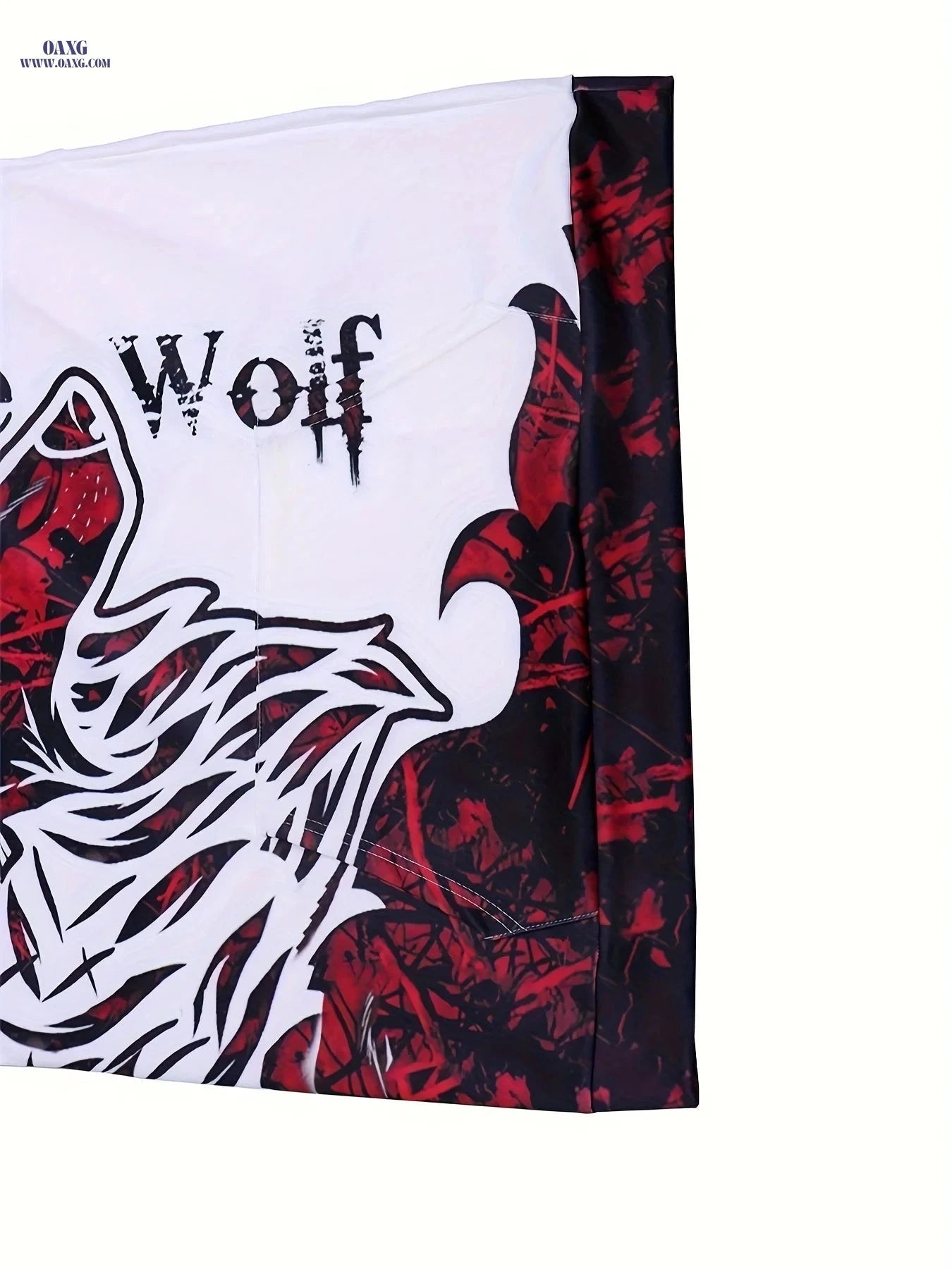 2023 Men's Hoodie - 3D Digital Print Wolf Pattern Casual Jacket   OAXG Wine Red + White / FR M