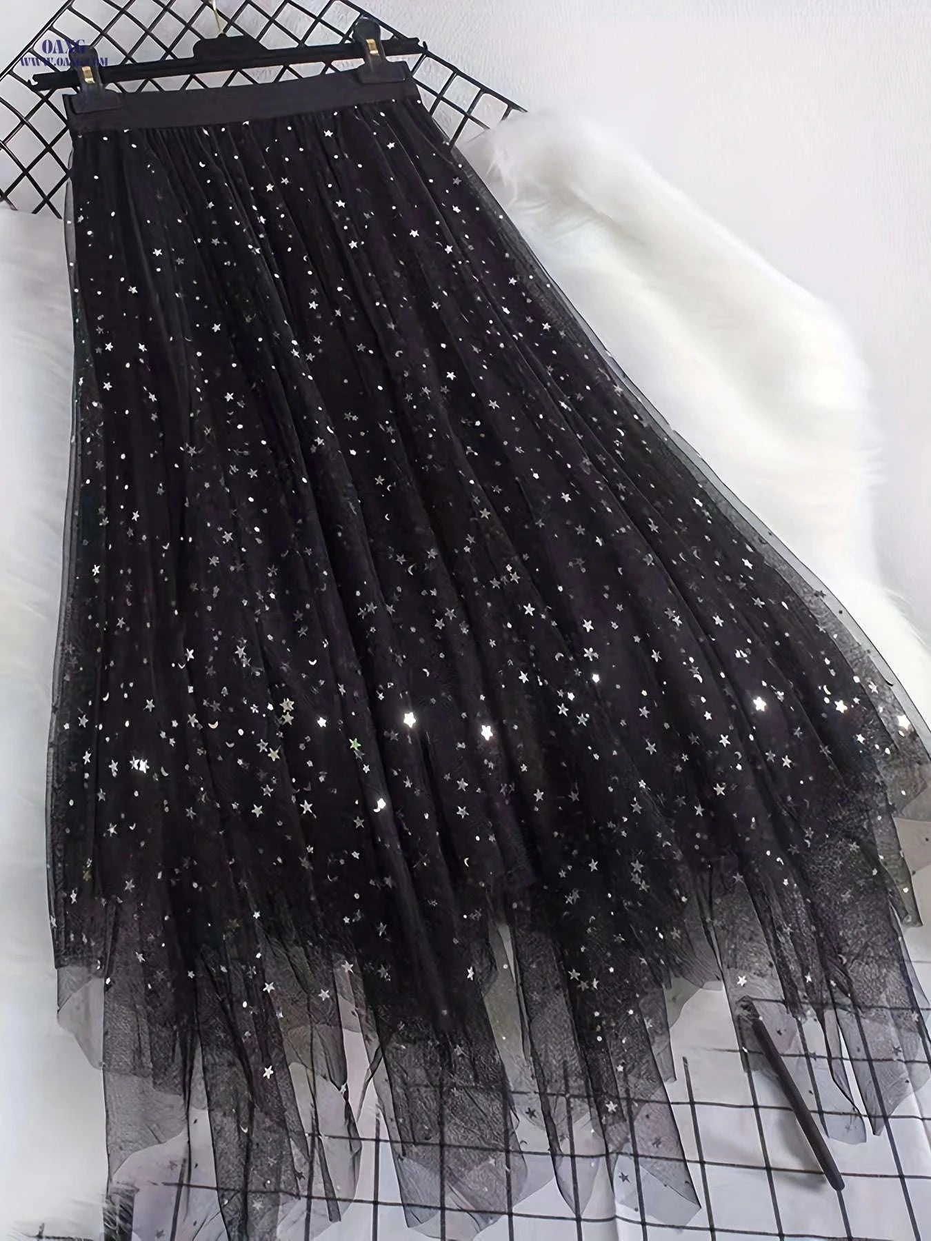 2023 Women's Sequin Midi Skirt - High-Waisted A-Line Design   OAXG Apricot / S