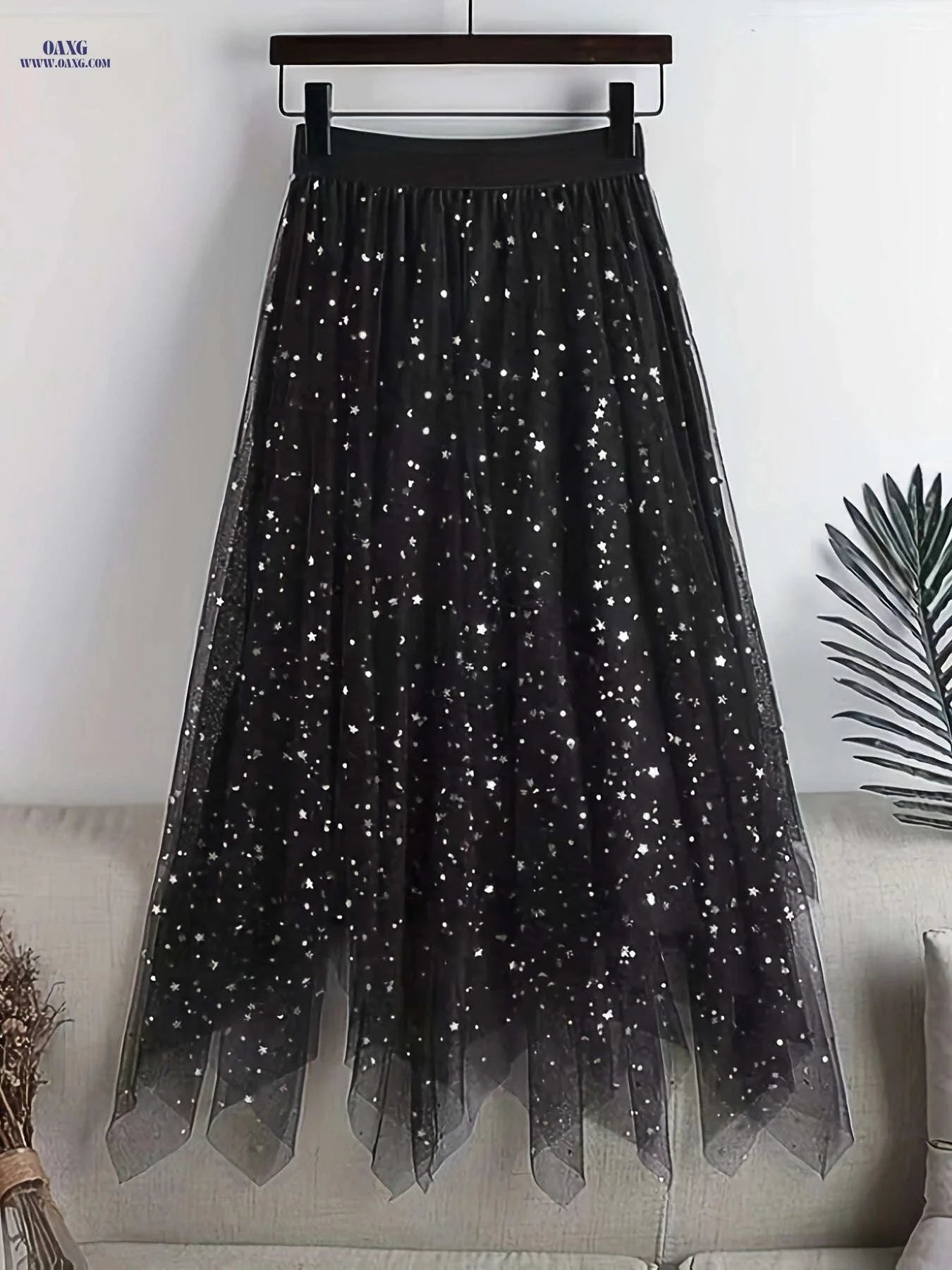 2023 Women's Sequin Midi Skirt - High-Waisted A-Line Design   OAXG Apricot / S