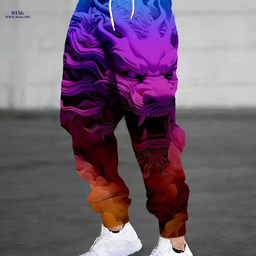 2024 Casual Sports Pants for Men - Vintage Print, Slight Stretch   OAXG 