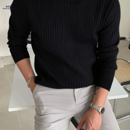 2024 Men's Knit Pullover Sweater - Casual Round Neck Design   OAXG 