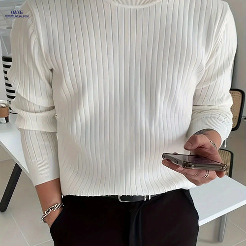 2024 Men's Knit Pullover Sweater - Casual Round Neck Design   OAXG White / FR S