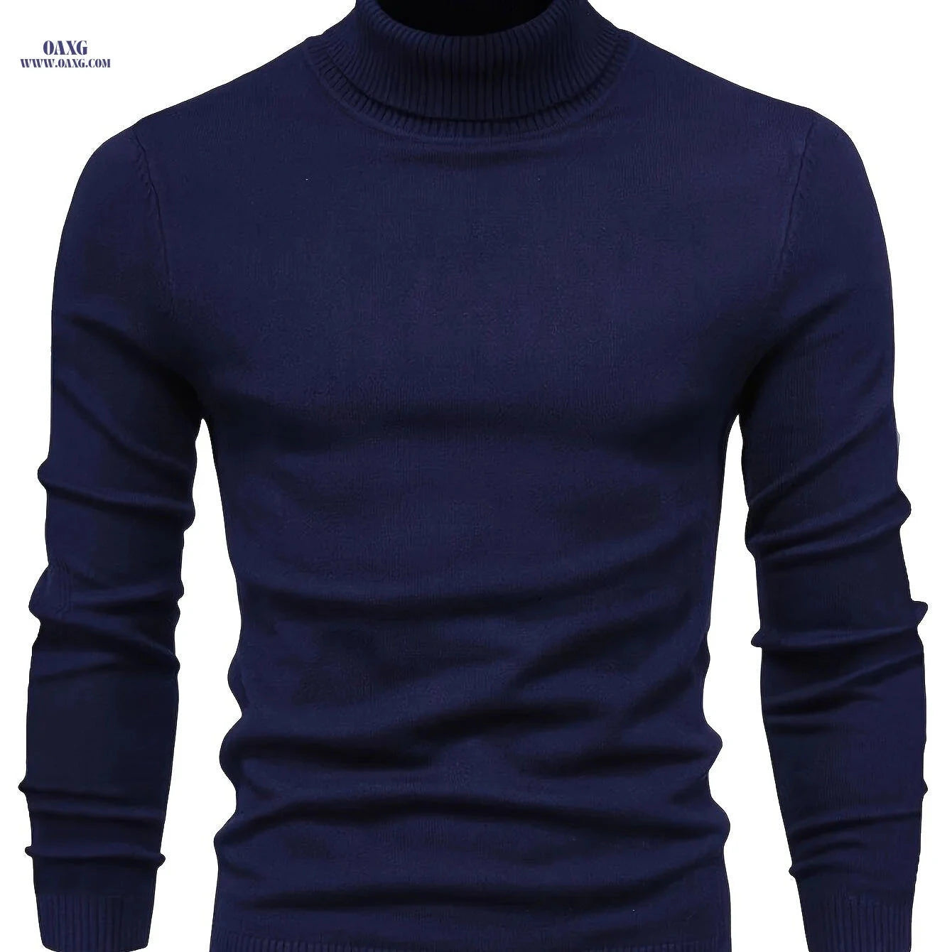 2024 Men's Lapel Solid Color Pullover Sweater - Casual Knitted Style   OAXG Navy Color / FR S