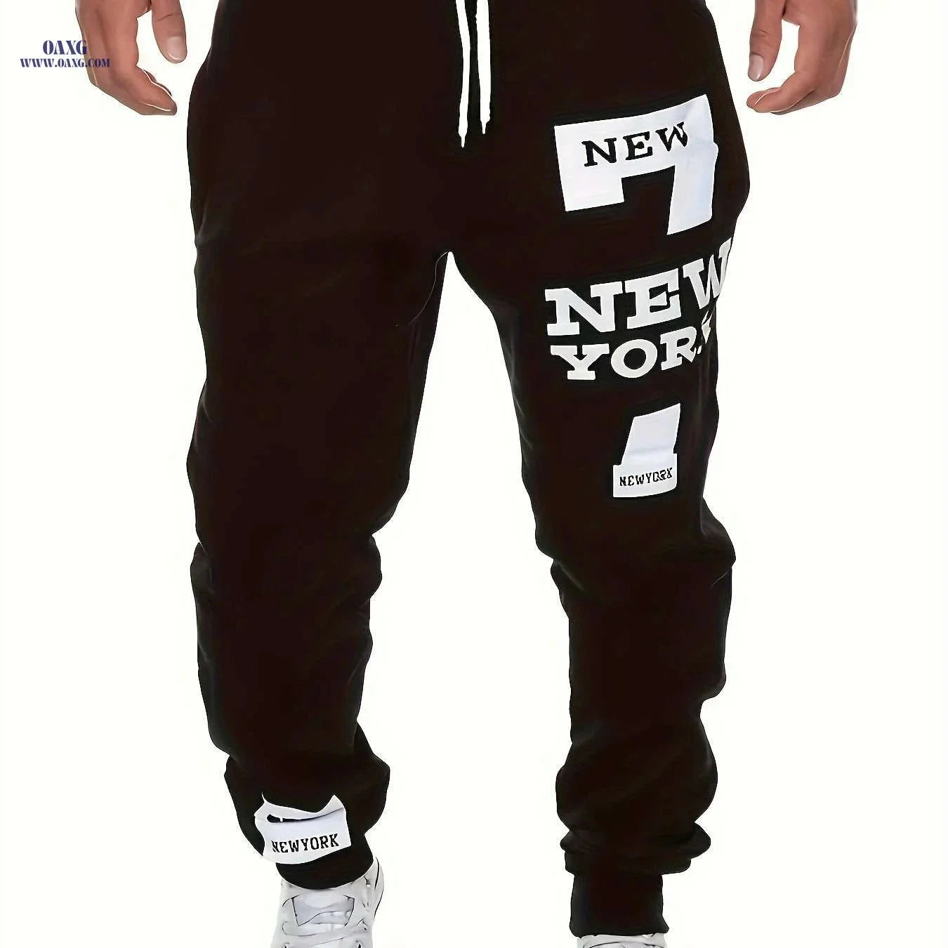 2024 Men's Light Grey Joggers - Regular Fit with NEW YORK Print   OAXG White / S