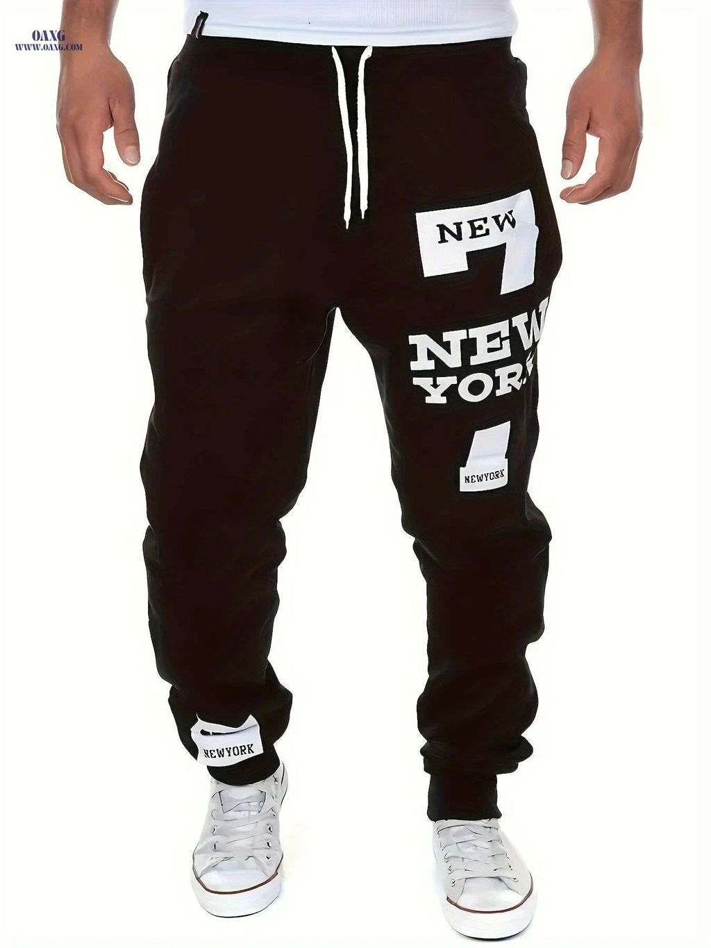2024 Men's Light Grey Joggers - Regular Fit with NEW YORK Print   OAXG White / S