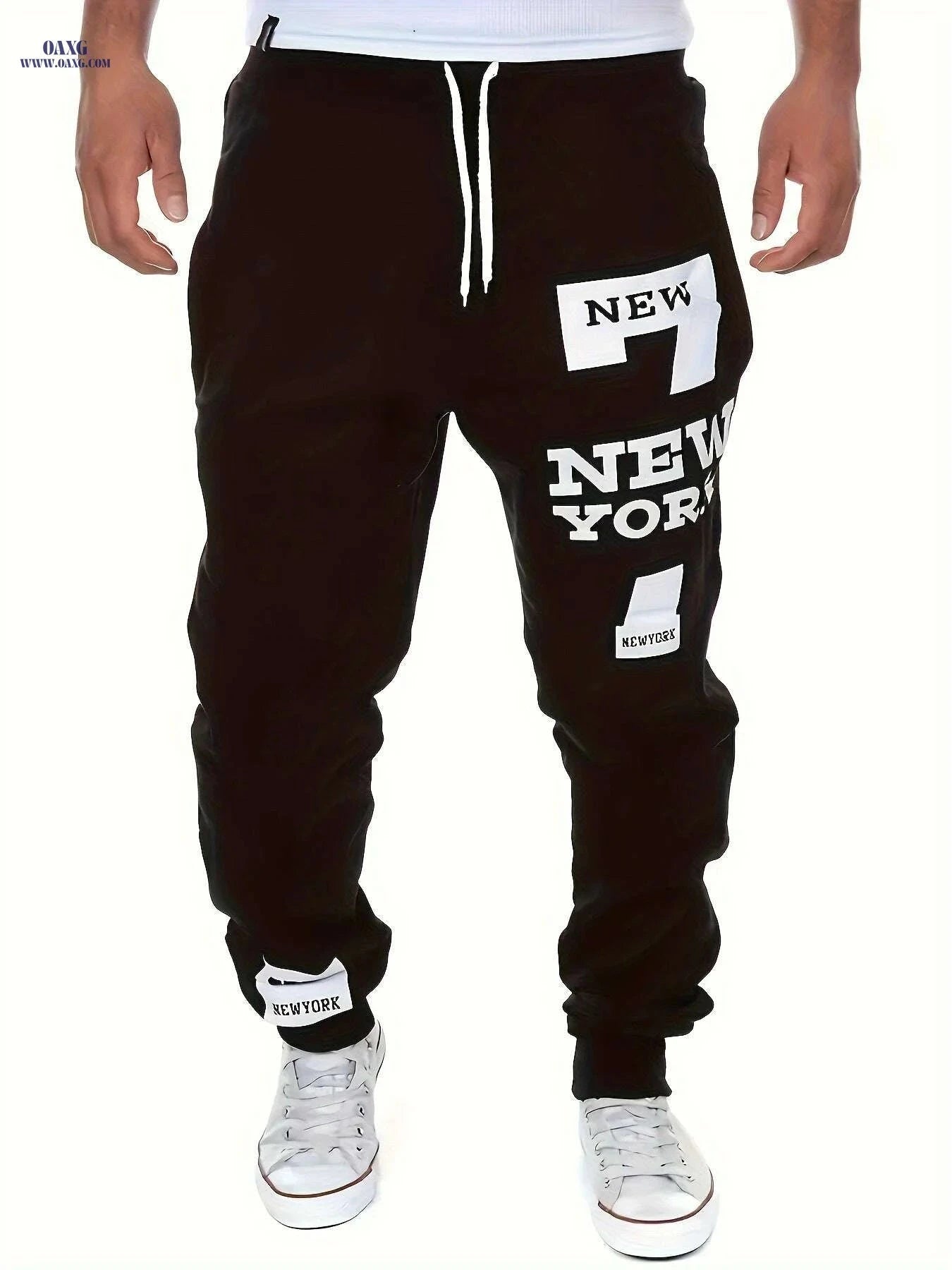 2024 Men's Light Grey Joggers - Regular Fit with NEW YORK Print   OAXG White / S