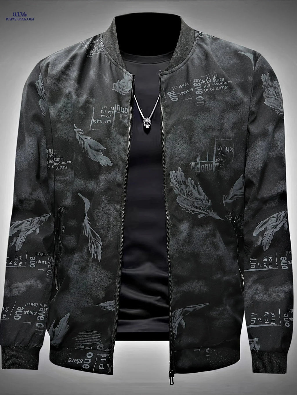 2024 Men's Mid-Age Print Baseball Jacket - Casual Spring Outwear   OAXG 
