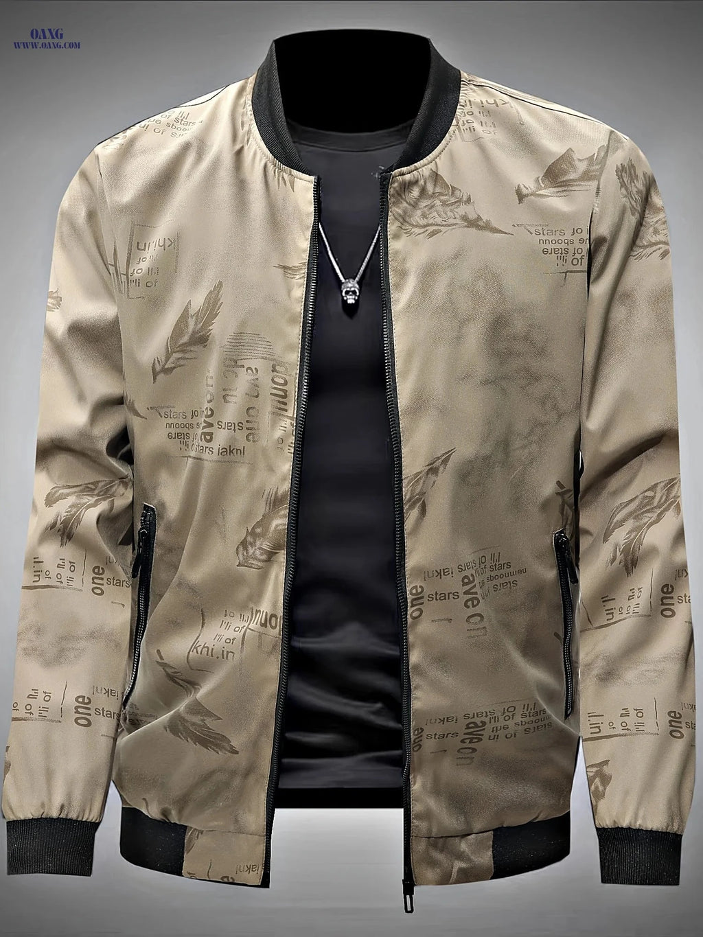 2024 Men's Mid-Age Print Baseball Jacket - Casual Spring Outwear   OAXG 
