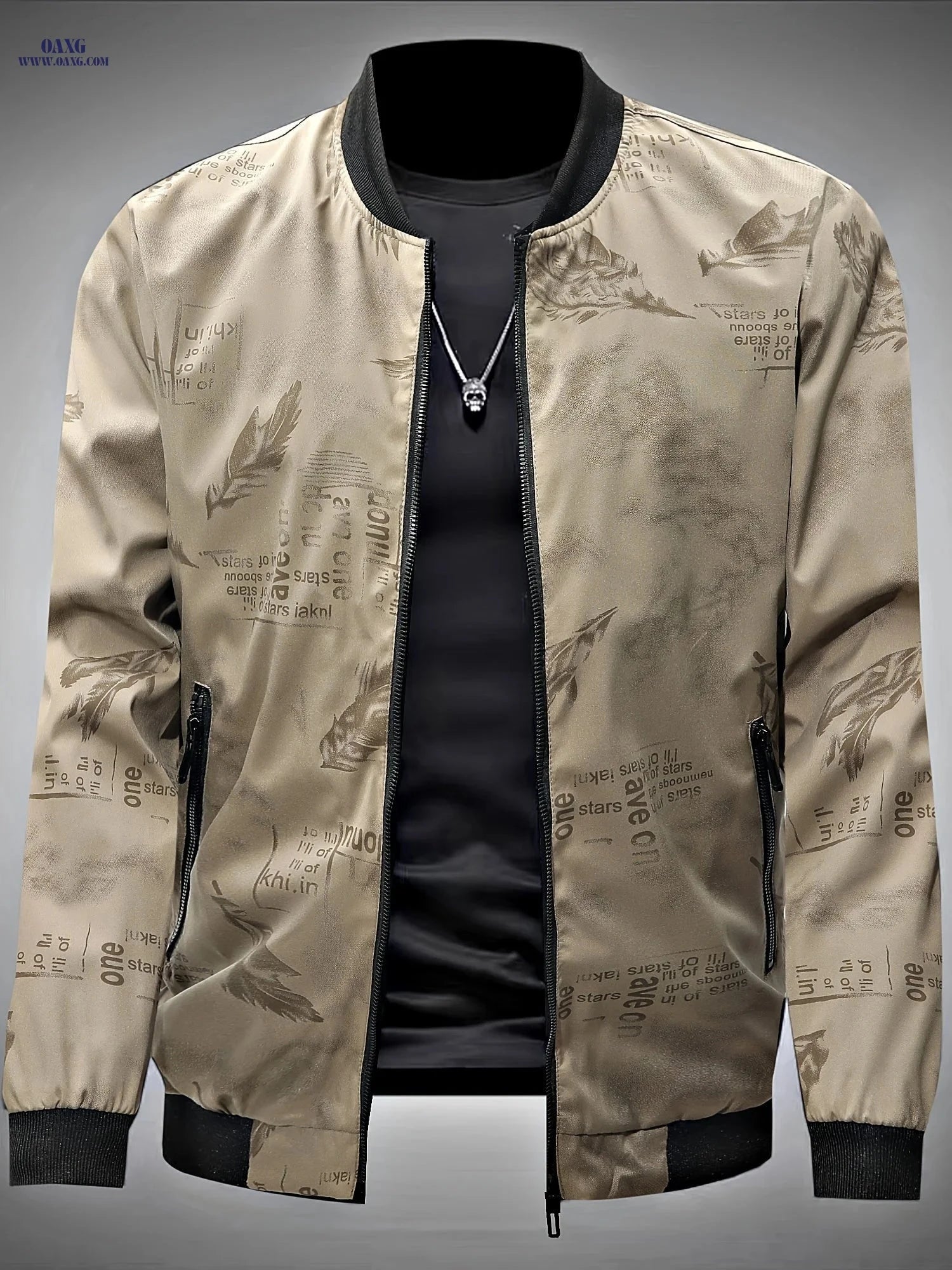 2024 Men's Mid-Age Print Baseball Jacket - Casual Spring Outwear   OAXG 