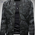 2024 Men's Mid-Age Print Baseball Jacket - Casual Spring Outwear   OAXG Black / FR XS