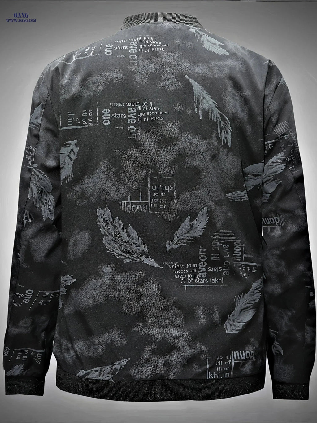2024 Men's Mid-Age Print Baseball Jacket - Casual Spring Outwear   OAXG Black / FR XS