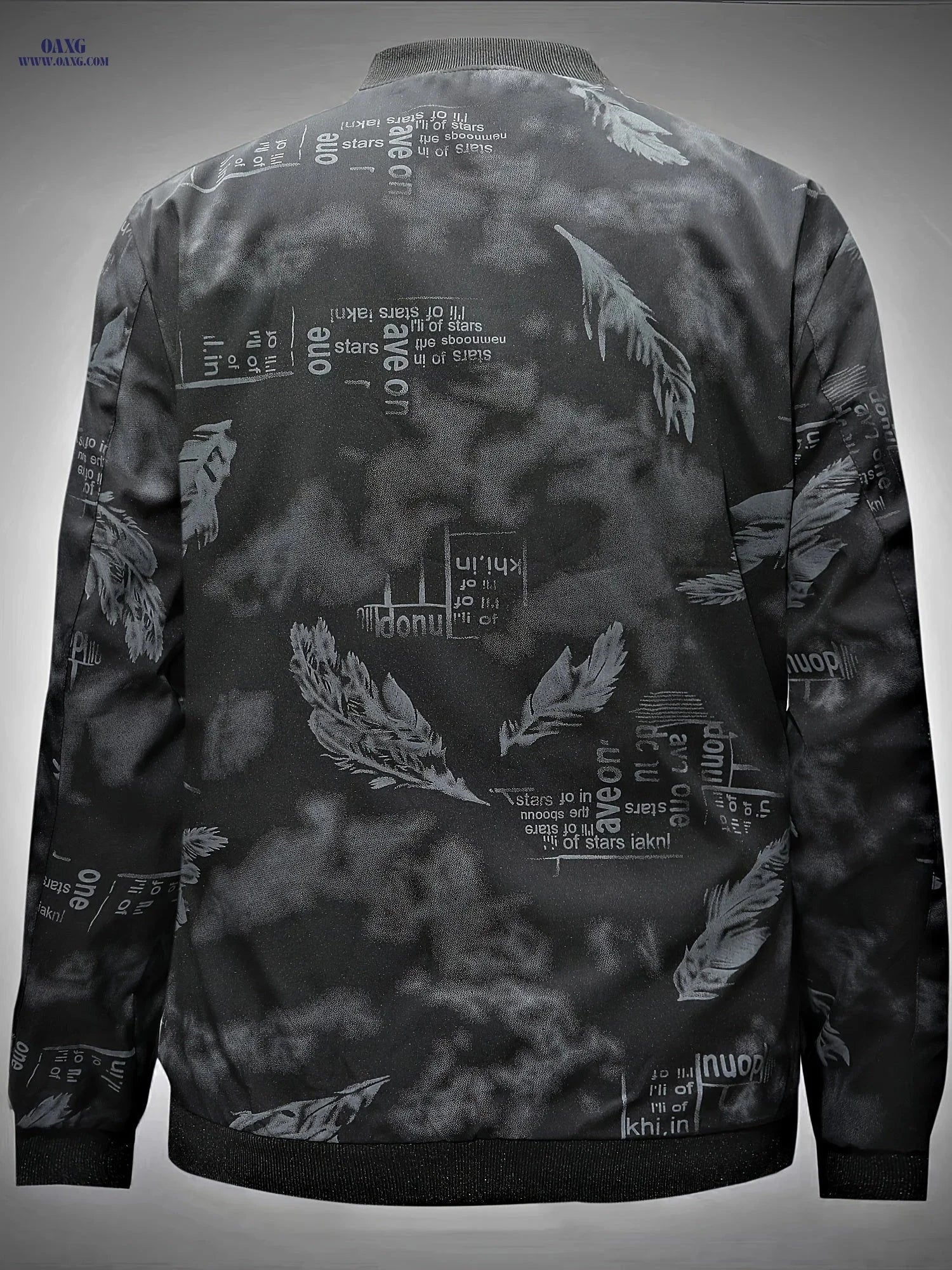 2024 Men's Mid-Age Print Baseball Jacket - Casual Spring Outwear   OAXG Black / FR XS