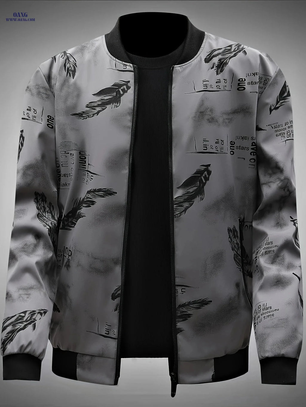 2024 Men's Mid-Age Print Baseball Jacket - Casual Spring Outwear   OAXG 