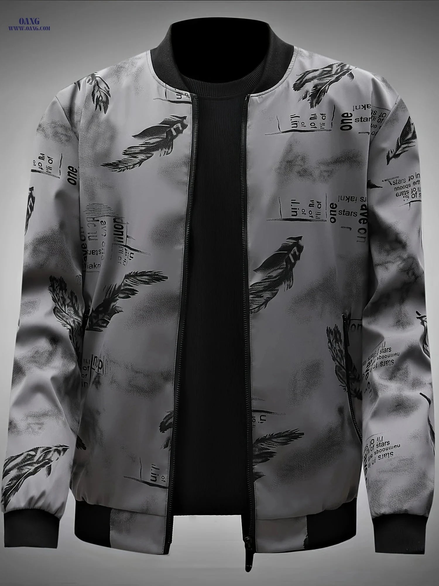 2024 Men's Mid-Age Print Baseball Jacket - Casual Spring Outwear   OAXG 