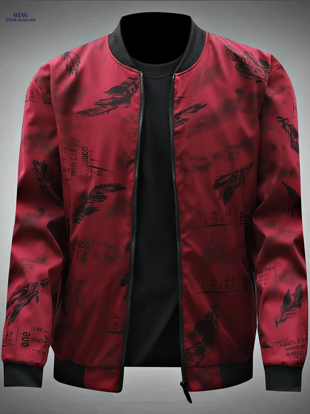 2024 Men's Mid-Age Print Baseball Jacket - Casual Spring Outwear   OAXG 