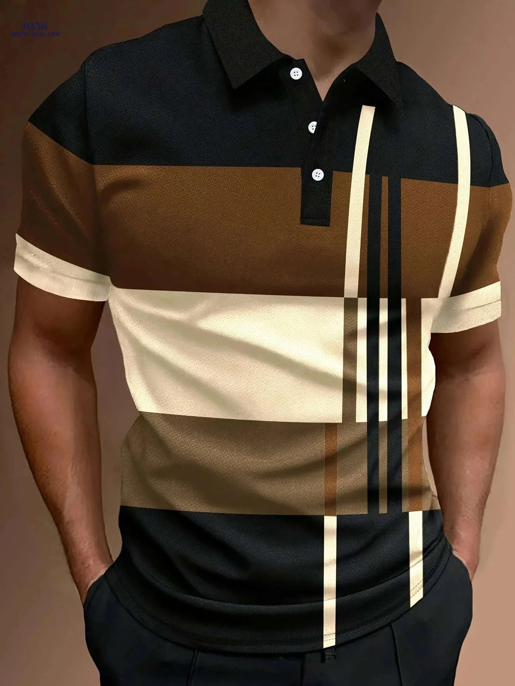 2024 Men's Polo Shirt - 3D Printed Geometric Design, Casual Fit   OAXG Blue / FR S