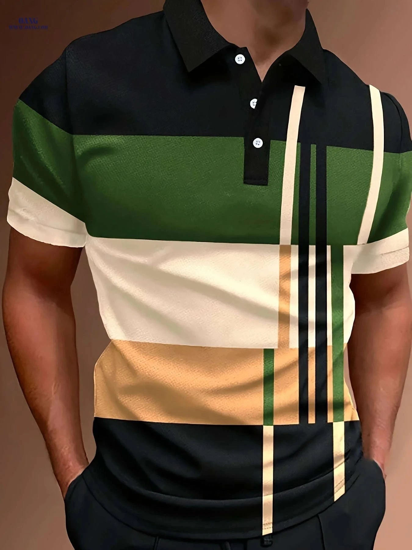 2024 Men's Polo Shirt - 3D Printed Geometric Design, Casual Fit   OAXG Blue / FR S