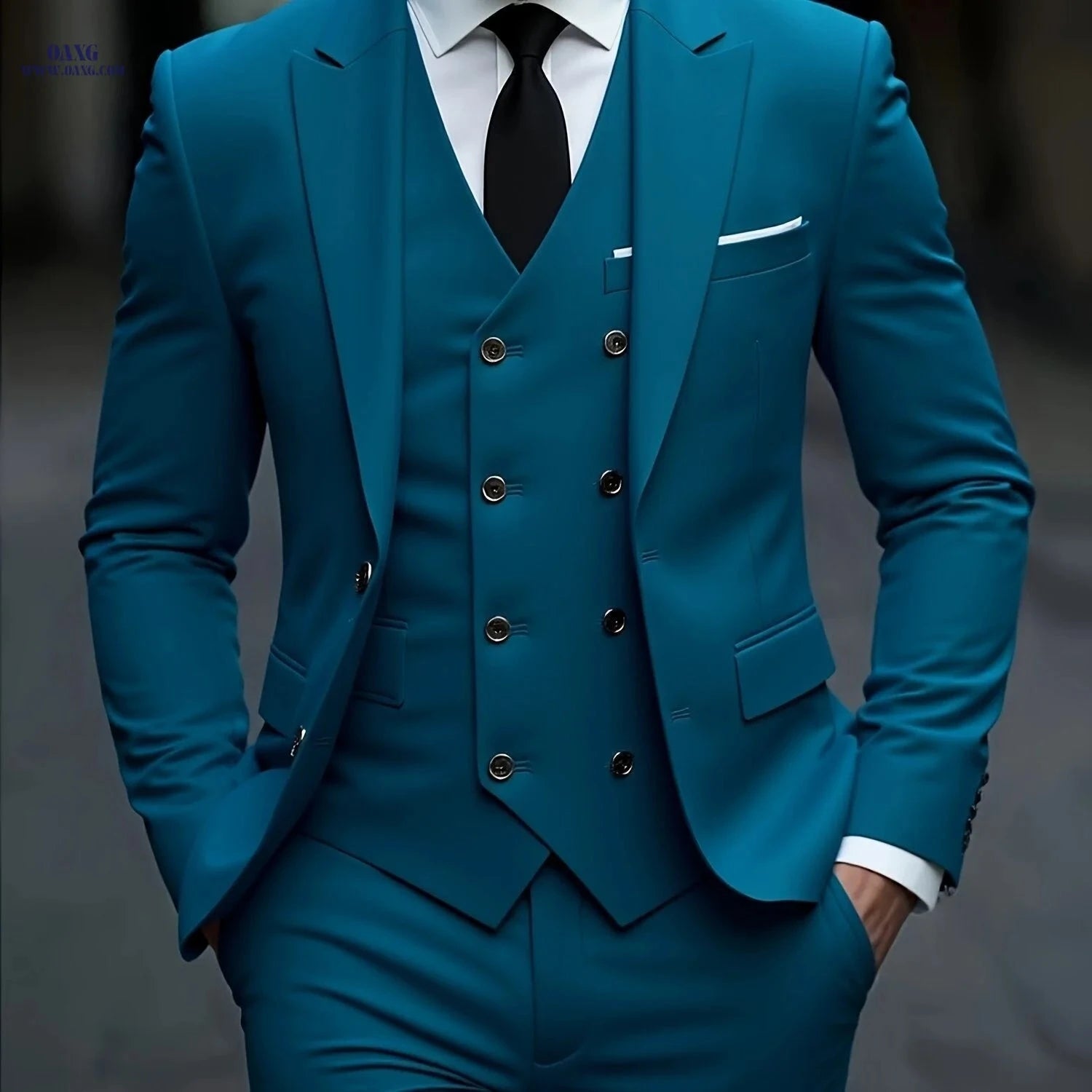 2024 Men's Slim Fit Business Suit Set - Elastic Fabric, Double Slit   OAXG 