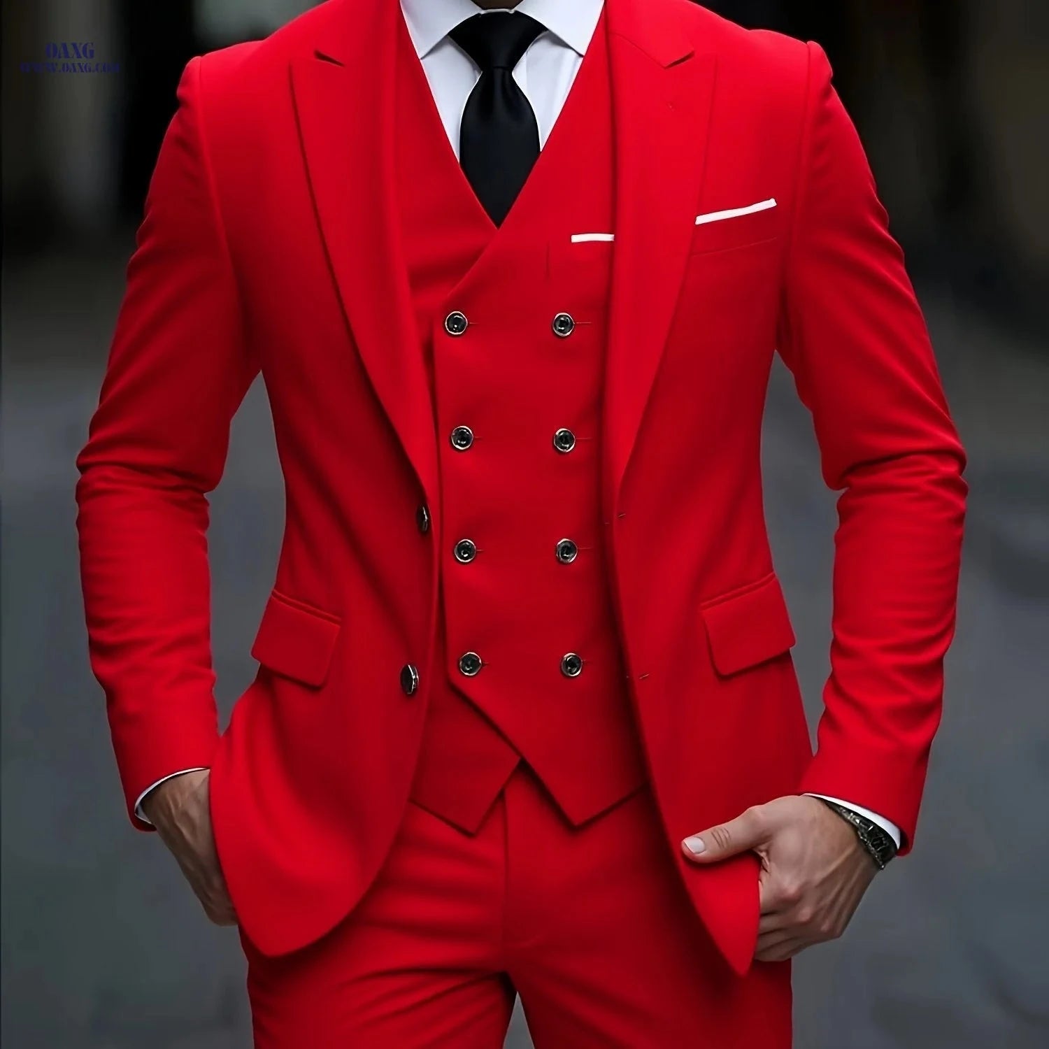 2024 Men's Slim Fit Business Suit Set - Elastic Fabric, Double Slit   OAXG 