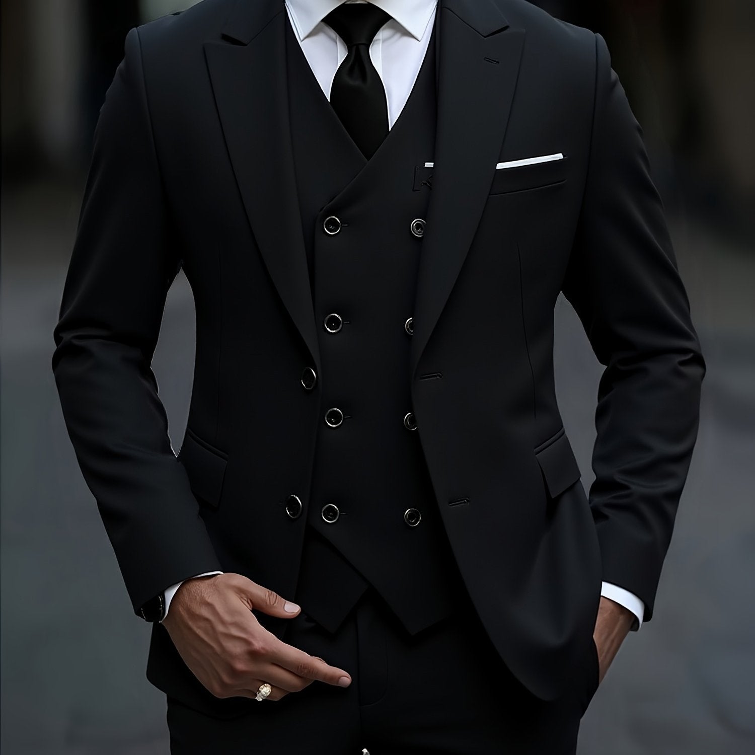 2024 Men's Slim Fit Business Suit Set - Elastic Fabric, Double Slit   OAXG 