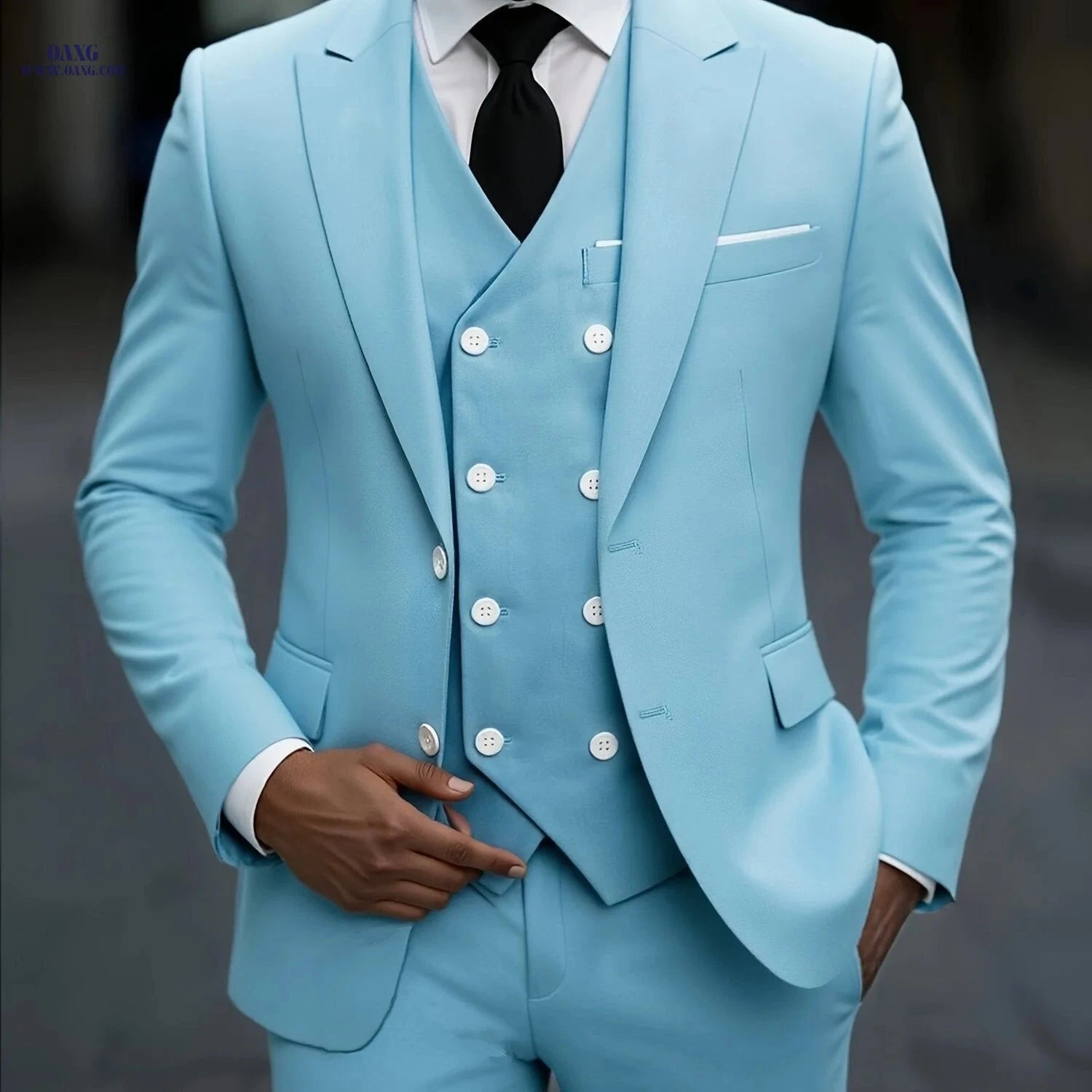 2024 Men's Slim Fit Business Suit Set - Elastic Fabric, Double Slit   OAXG 