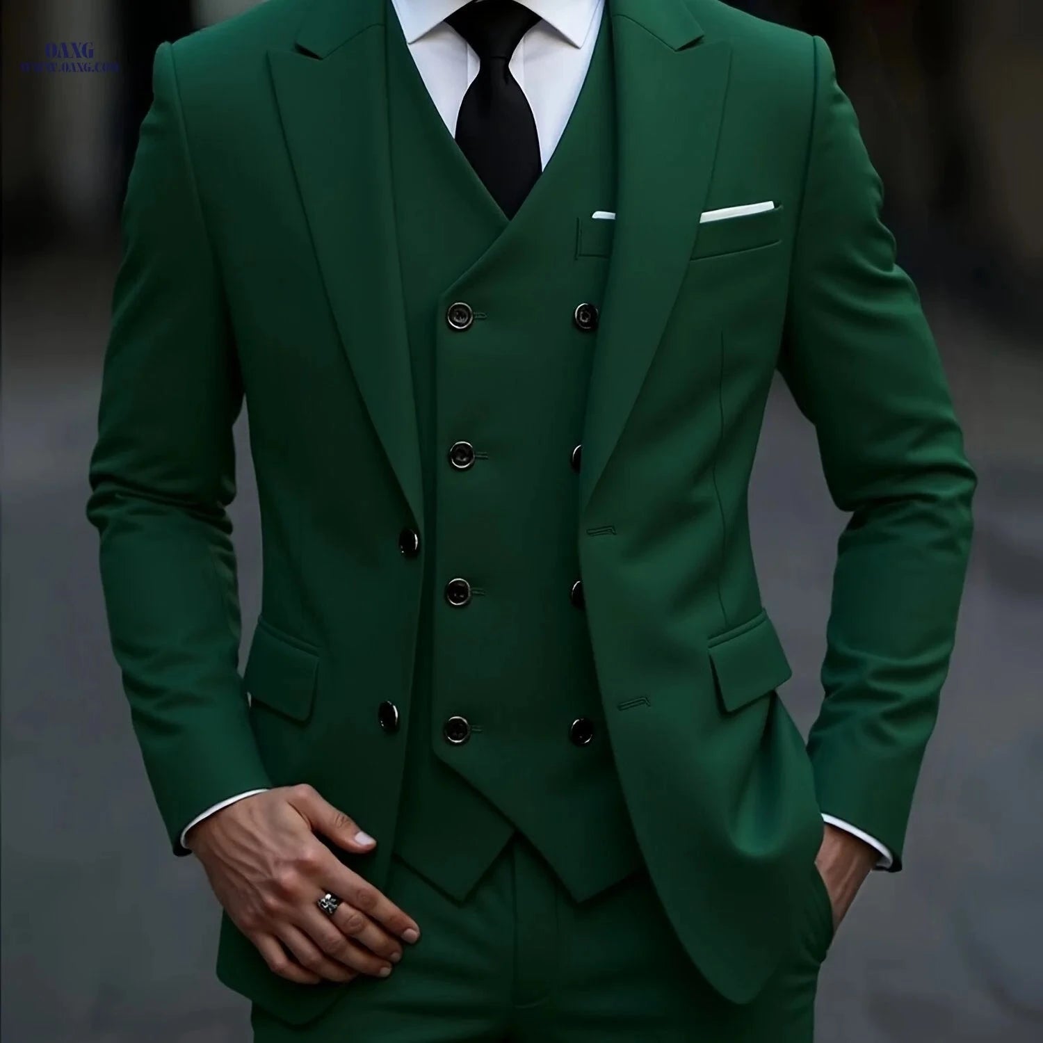 2024 Men's Slim Fit Business Suit Set - Elastic Fabric, Double Slit   OAXG 