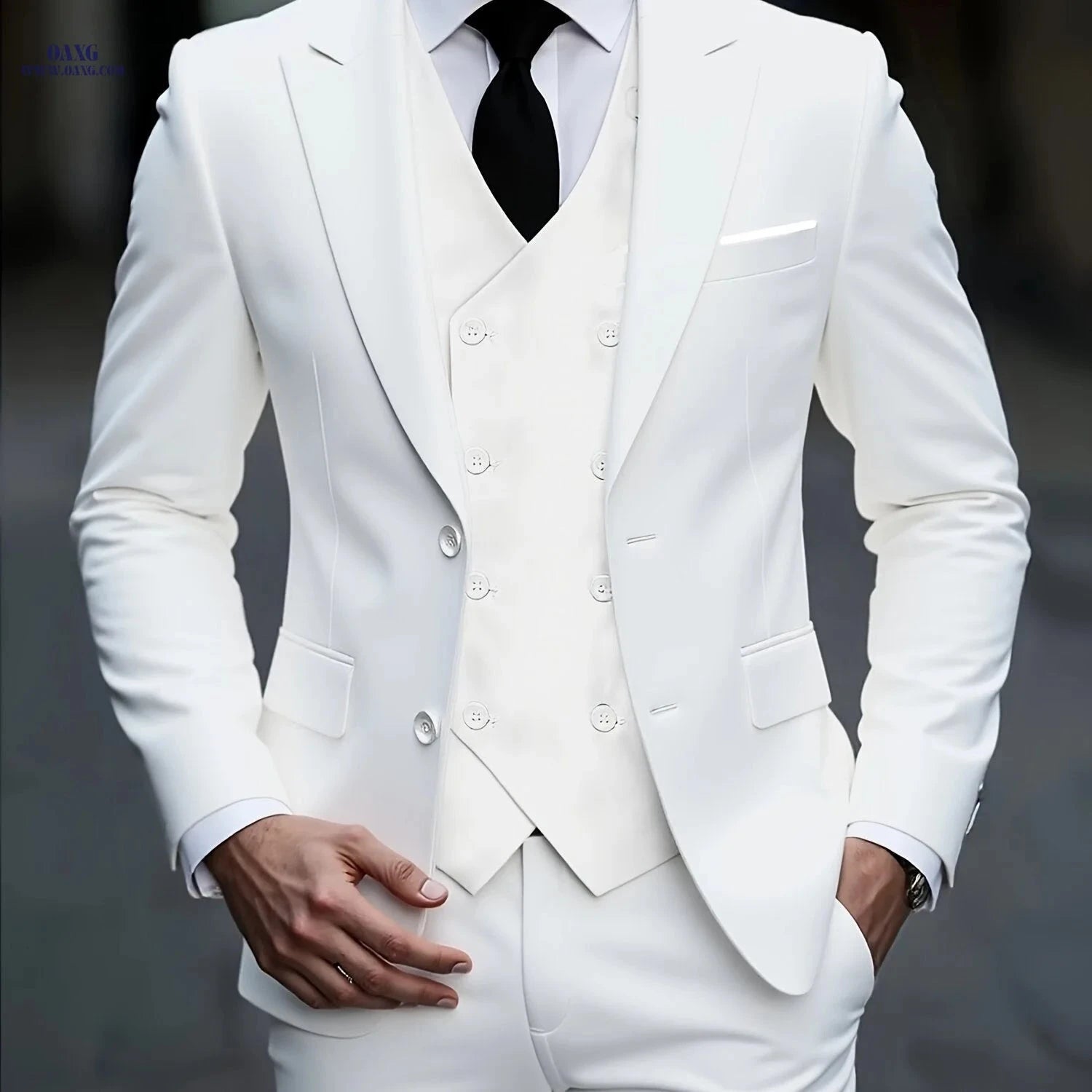 2024 Men's Slim Fit Business Suit Set - Elastic Fabric, Double Slit   OAXG 