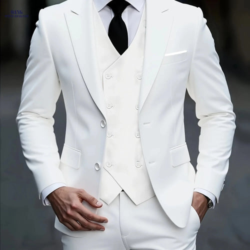 2024 Men's Slim Fit Business Suit Set - Elastic Fabric, Double Slit   OAXG 