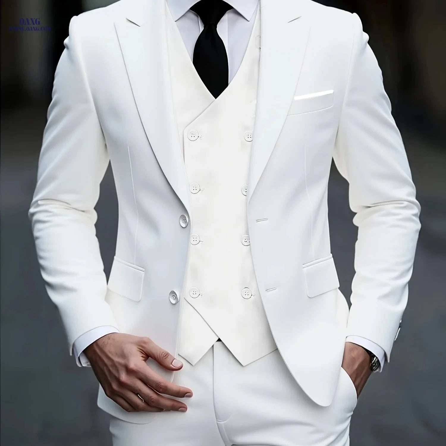 2024 Men's Slim Fit Business Suit Set - Elastic Fabric, Double Slit   OAXG 