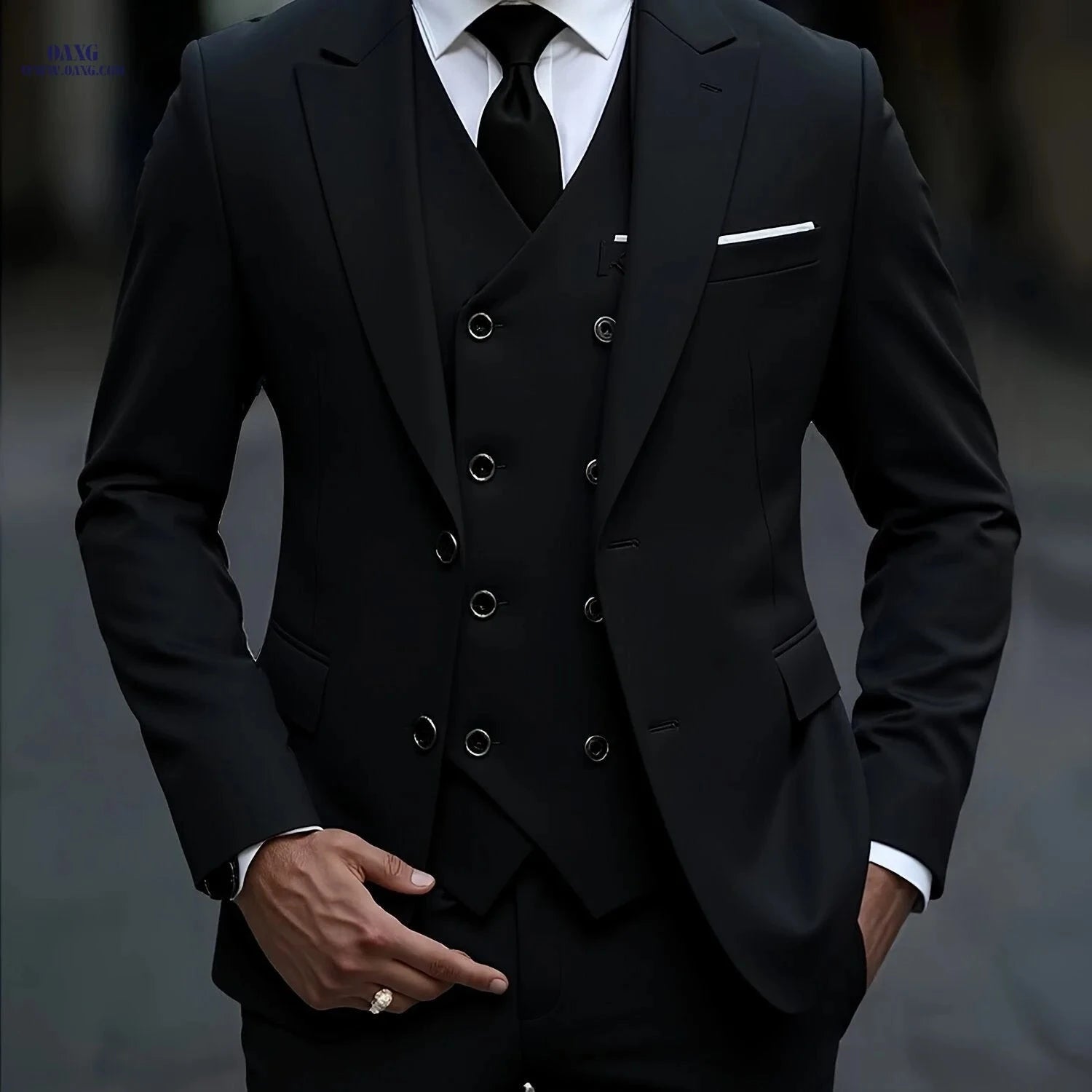 2024 Men's Slim Fit Business Suit Set - Elastic Fabric, Double Slit   OAXG 