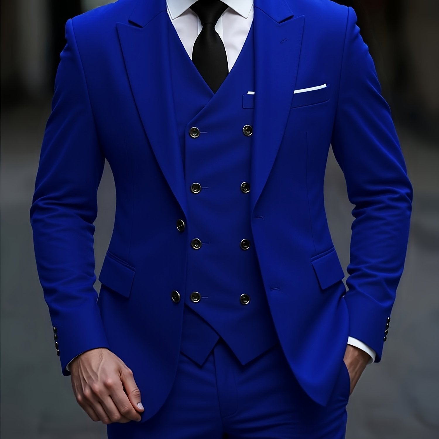 2024 Men's Slim Fit Business Suit Set - Elastic Fabric, Double Slit   OAXG 