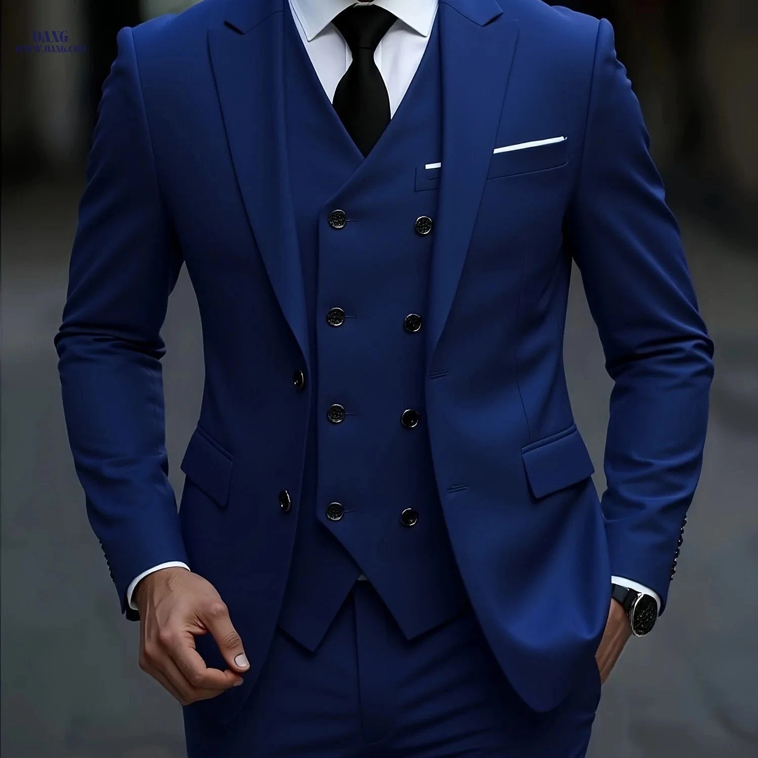 2024 Men's Slim Fit Business Suit Set - Elastic Fabric, Double Slit   OAXG 