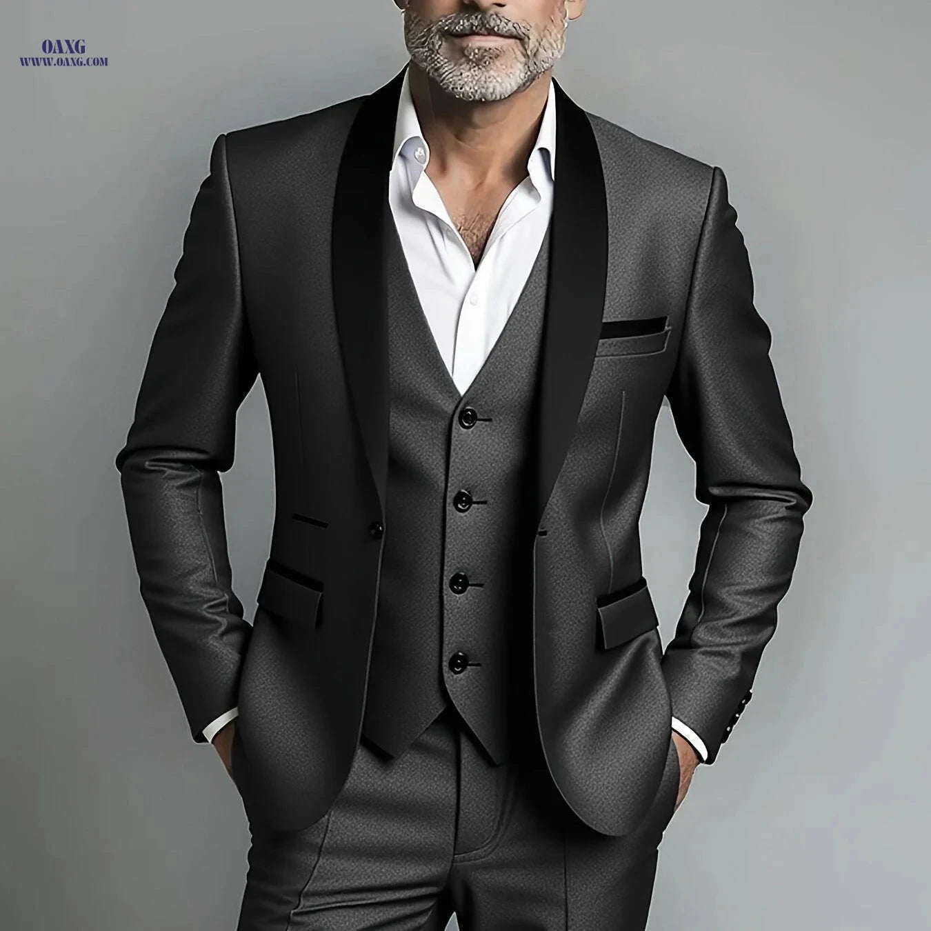2024 Men's Slim Fit Business Suit - Stretch Fabric 3pcs Set   OAXG 
