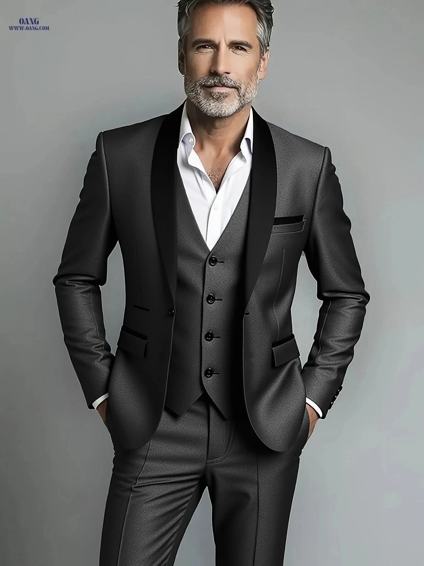 2024 Men's Slim Fit Business Suit - Stretch Fabric 3pcs Set   OAXG 