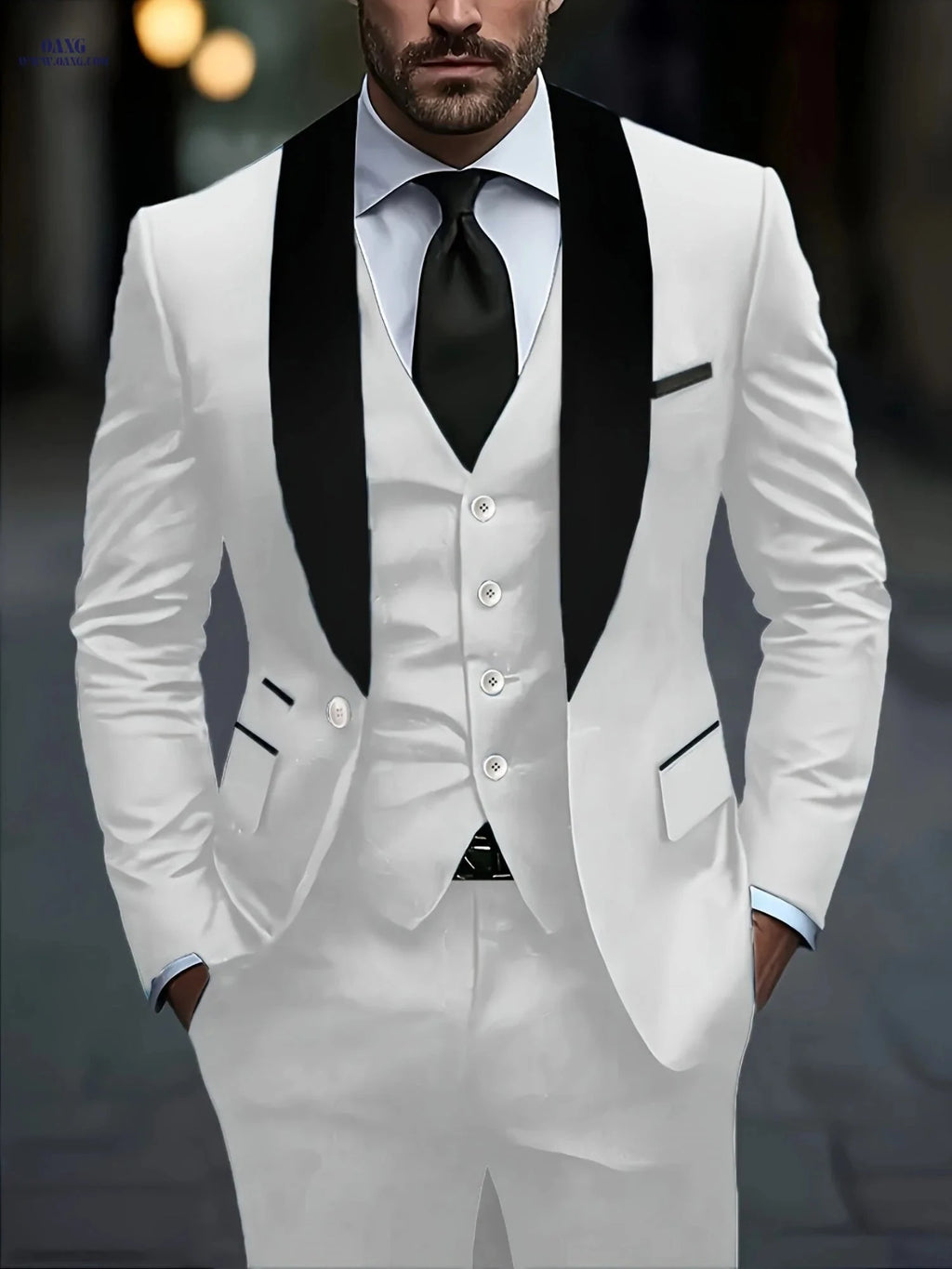 2024 Men's Slim Fit Dress Suit Set with Blazer, Vest & Pants   OAXG 